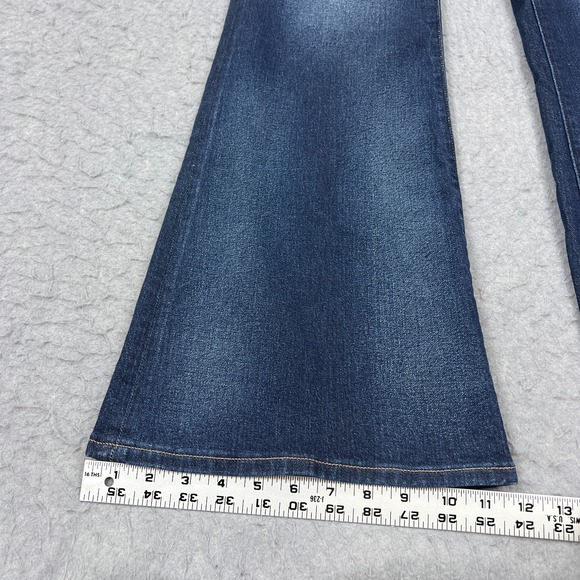 Express '70s Flare Mid Rise Jeans‎ Women's 6R Dark Blue Wash Denim Stretch Pant - Picture 11 of 16